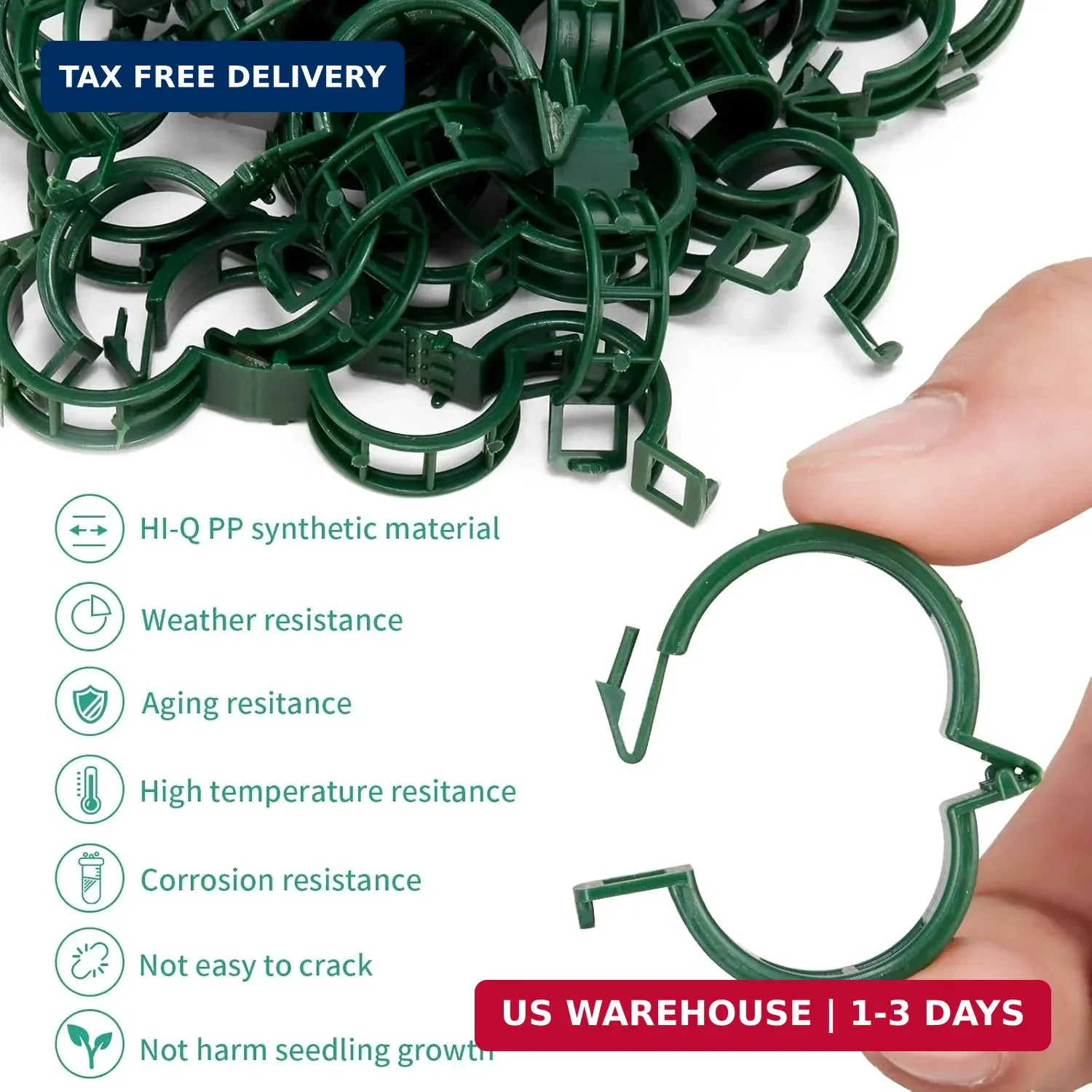 Plant Support Clips 100 PCS, Tomato Vine Clips, Trellis Plastic Clips, Garden Vi
