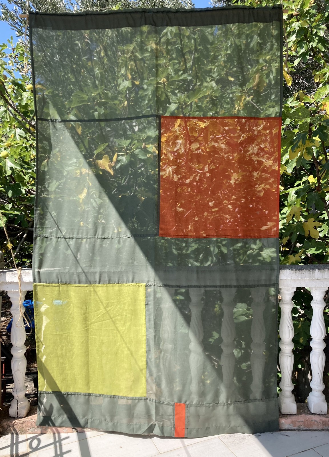 Sheer Curtain Panel 57″x94″ – Scandinavian, Colour Block, Patchwork Handmade