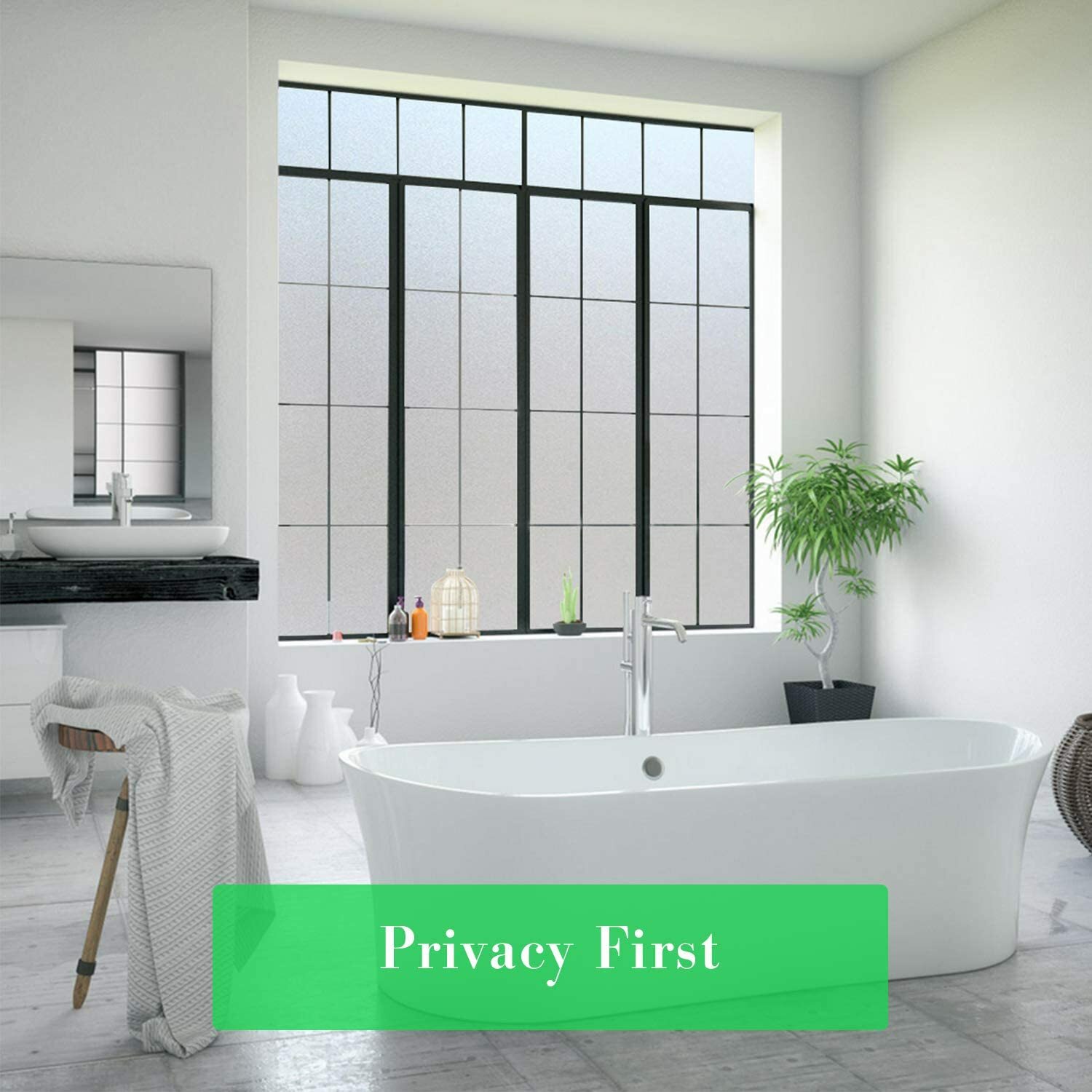 Frosted Privacy Window Film Non-adhesive Anti UV Stained Glass for Bathroom DIY