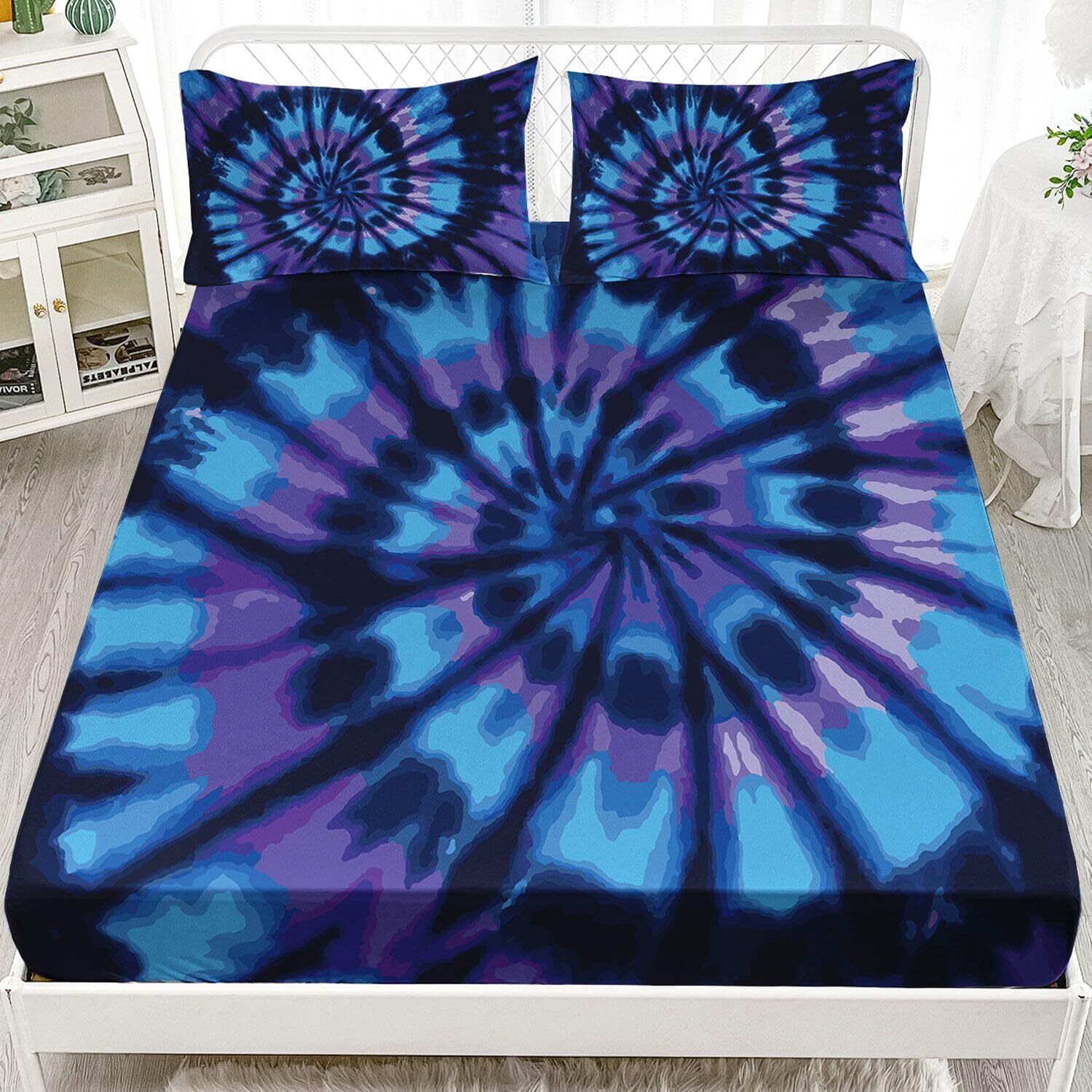 Spiral Sheets Set 4Pcs for Kids,Blue Twin 67×97 inches, Blue