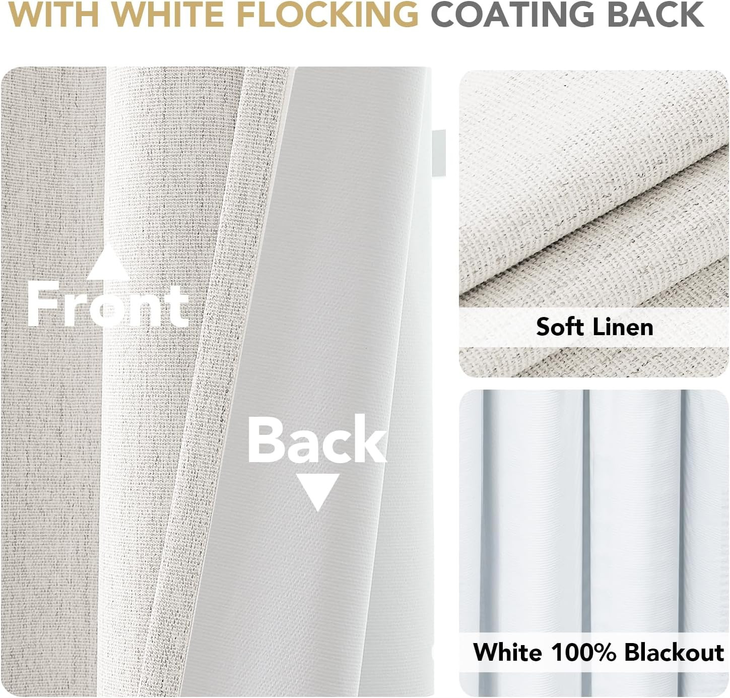 Heather Ivory Pinch Pleated Blackout Curtains 108″ Long – 2 Panels