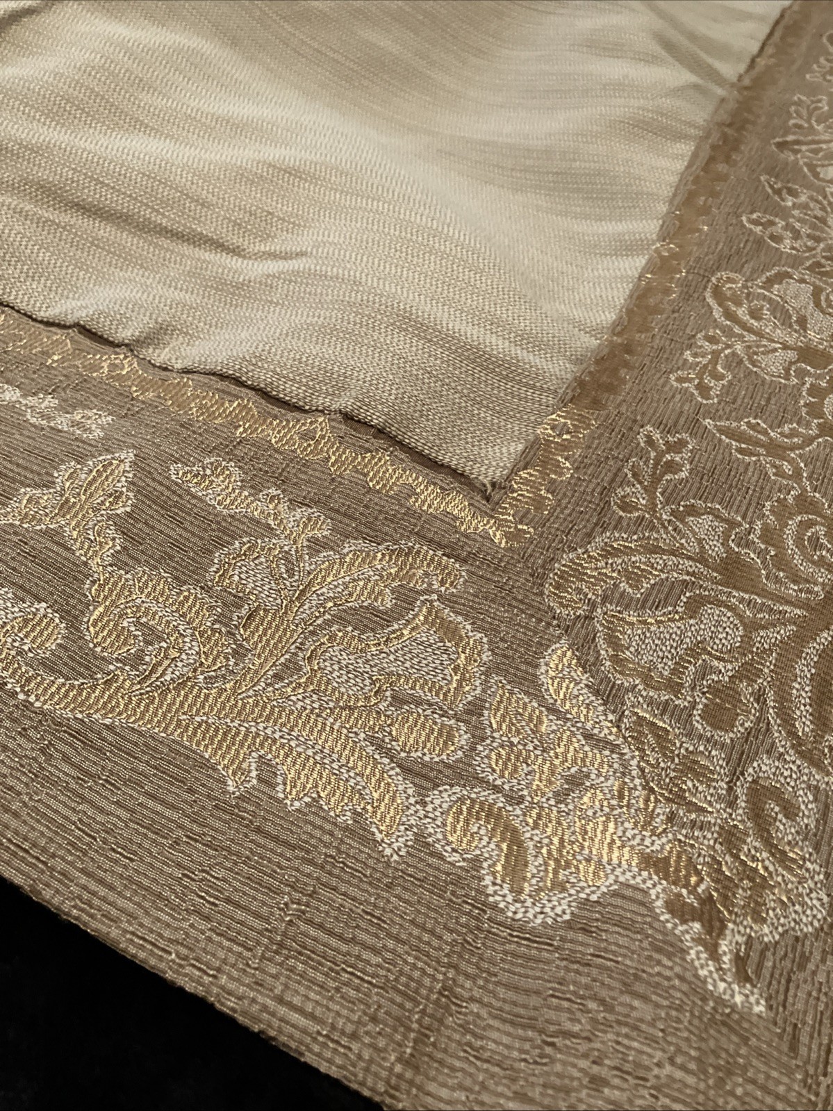 Vintage Croscill Drapes/Curtains 40×84 Pair. 21657Beige/gold Trimmed. Beautiful