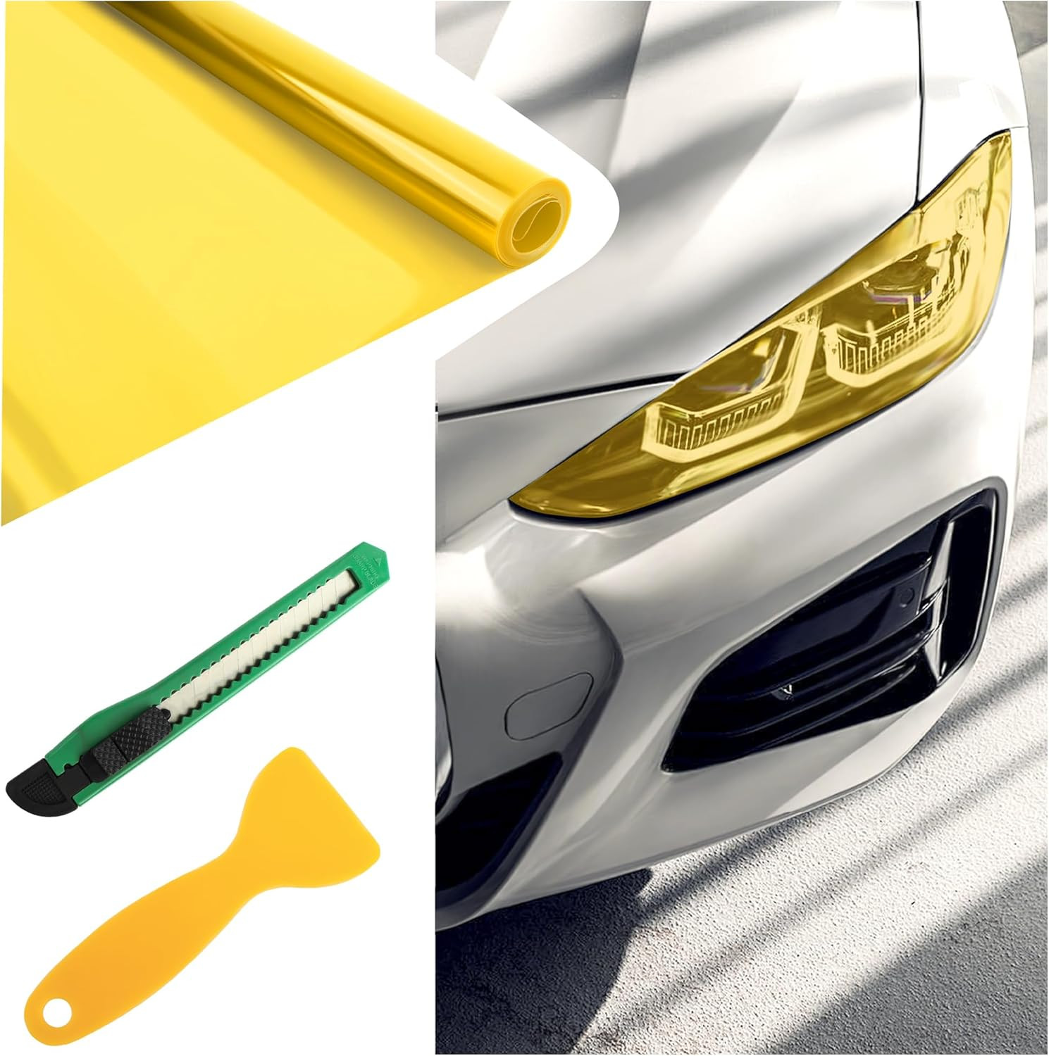 12×47 Inch Car Headlight Tint Film,Self-Adhesive Tail Light Tint Film Kit with
