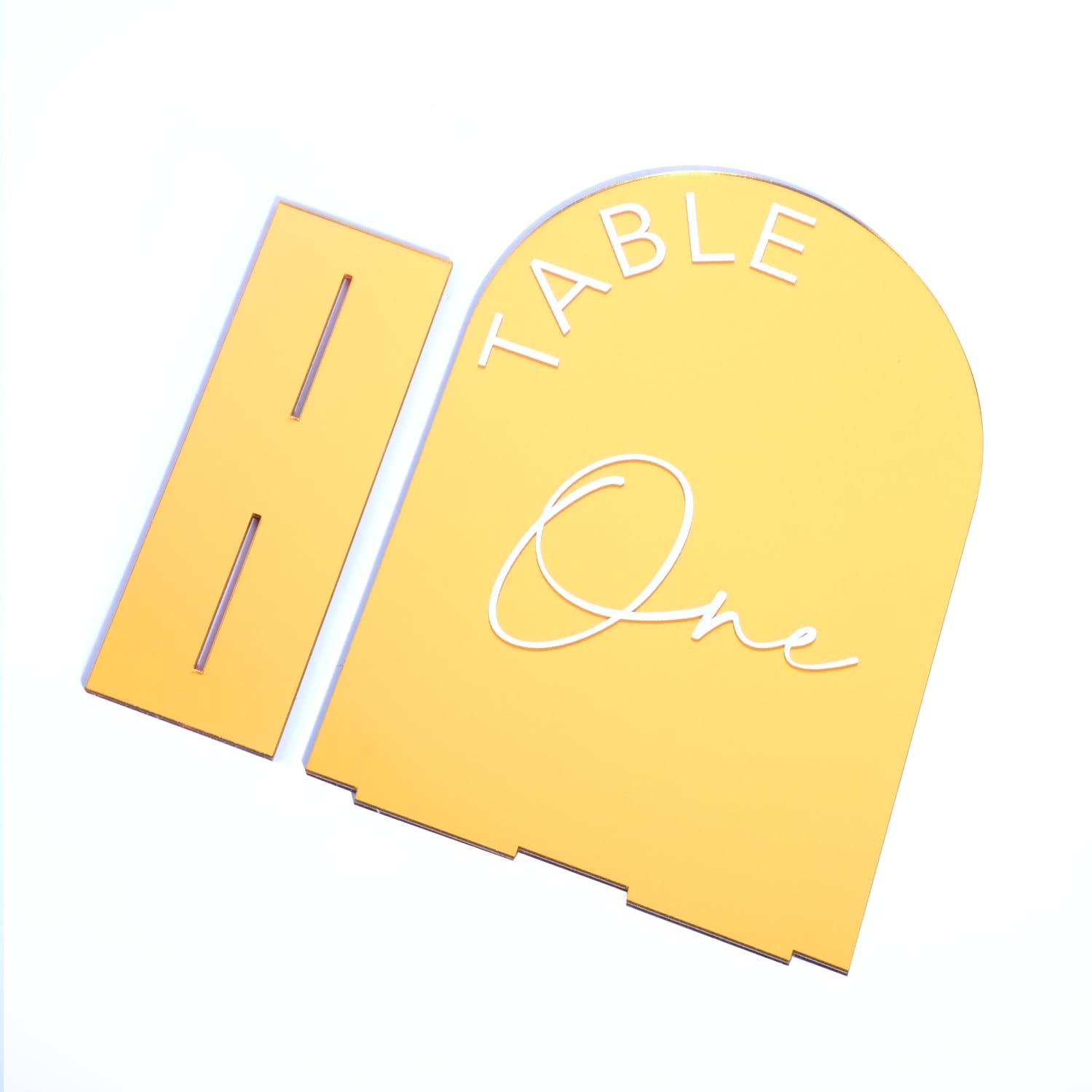 Koudgy Gold Mirror Arch Wedding Table Numbers 1-25 Stands 5X7 Inch Acrylic Arch