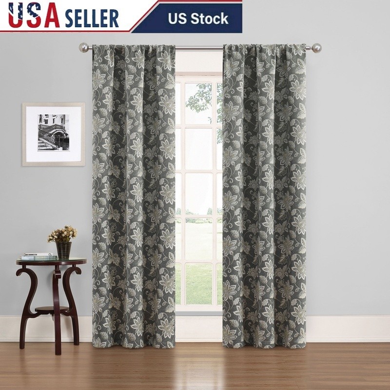 Blackout Curtain Rod Pocket Panel Set of 2 Gray, 37″ W x 84″ L