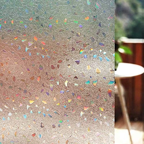 Decorative Window Film, Stained Window 35.4 x 157.4 Inch Clear-rubble Pattern