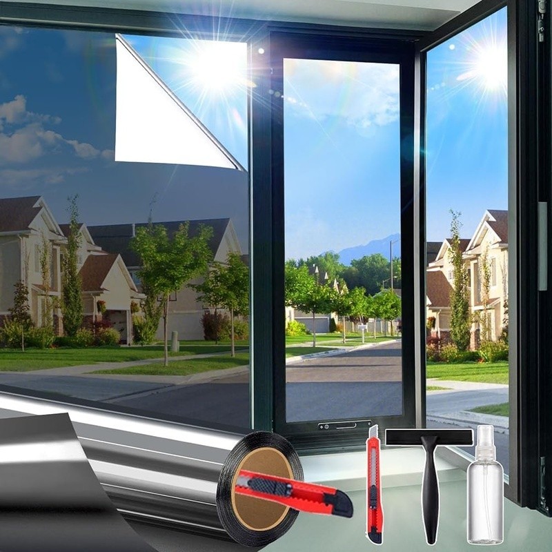 One Way Window Film Static Cling Daytime Privacy Heat Control UV Protection Film