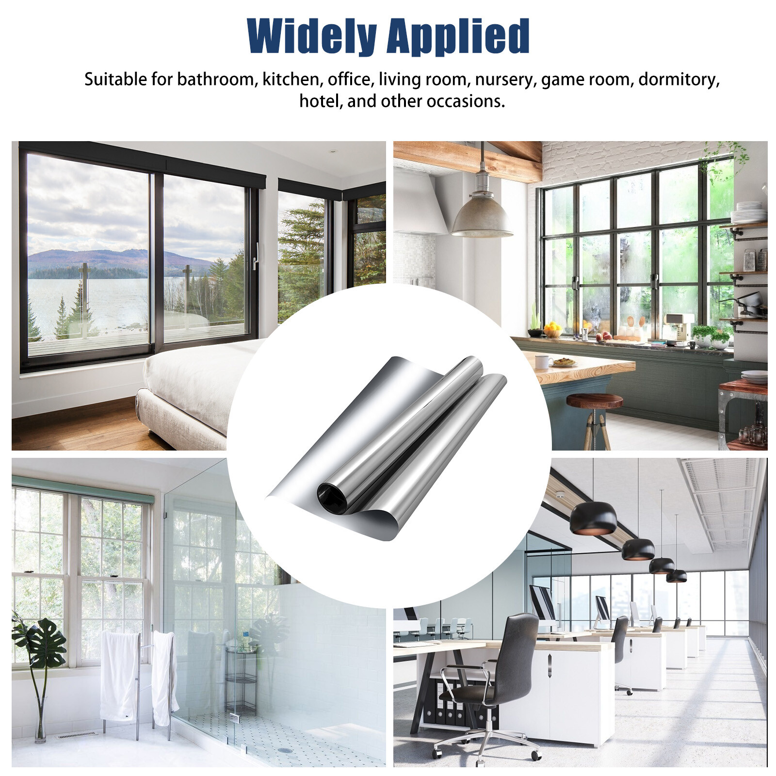 One-Way Mirror Window Film Privacy Tint Sun UV Reflective Heat Control Home Use