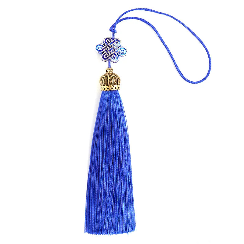 2Pcs/Lot 19cm Polyester Silk Tassel Chinese Knot Charm Tassel For DIY Craft Orna