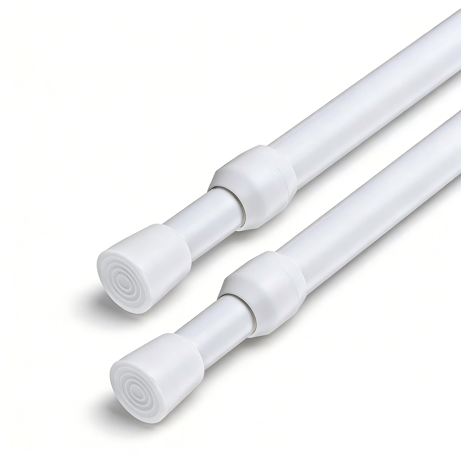 2 Pack Spring Tension Curtain Rod Adjustable 28-43 Inches，5/8″ Diameter, White
