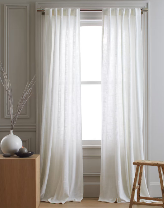 NWT QUINCE COTTON SHEER CURTAINS PANEL SET OF 2 WHITE 96 X 48 RETAIL $69.90