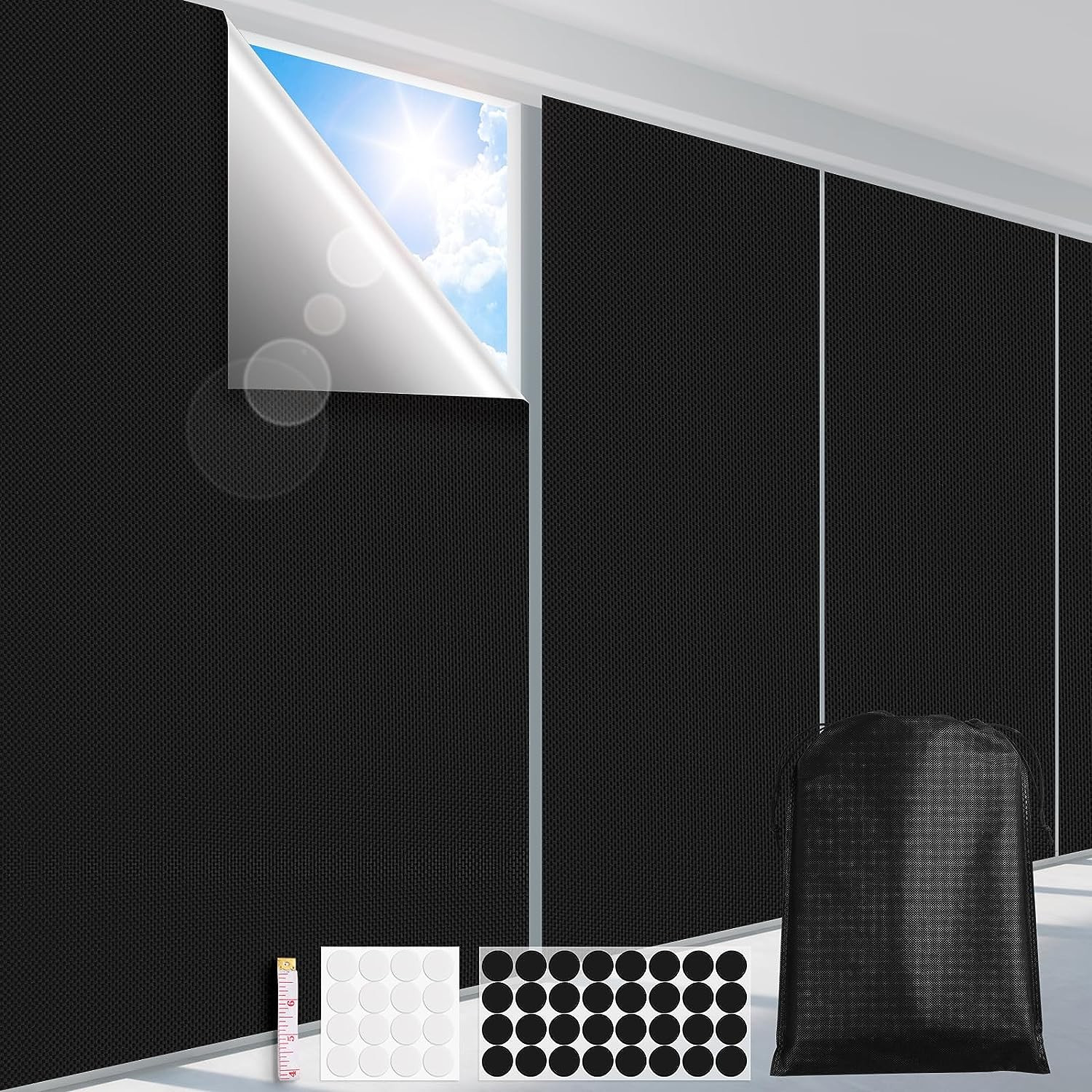 Portable Blackout Curtain W118 X L57 No Drill Sunblock for Nursery Dorm Room