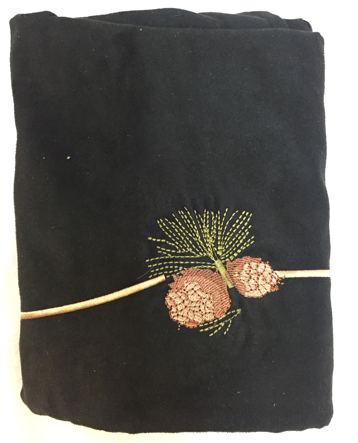 HiEnd Accents «Black Pine» Valance 84″ X 18″ Black Embroidered Pinecones