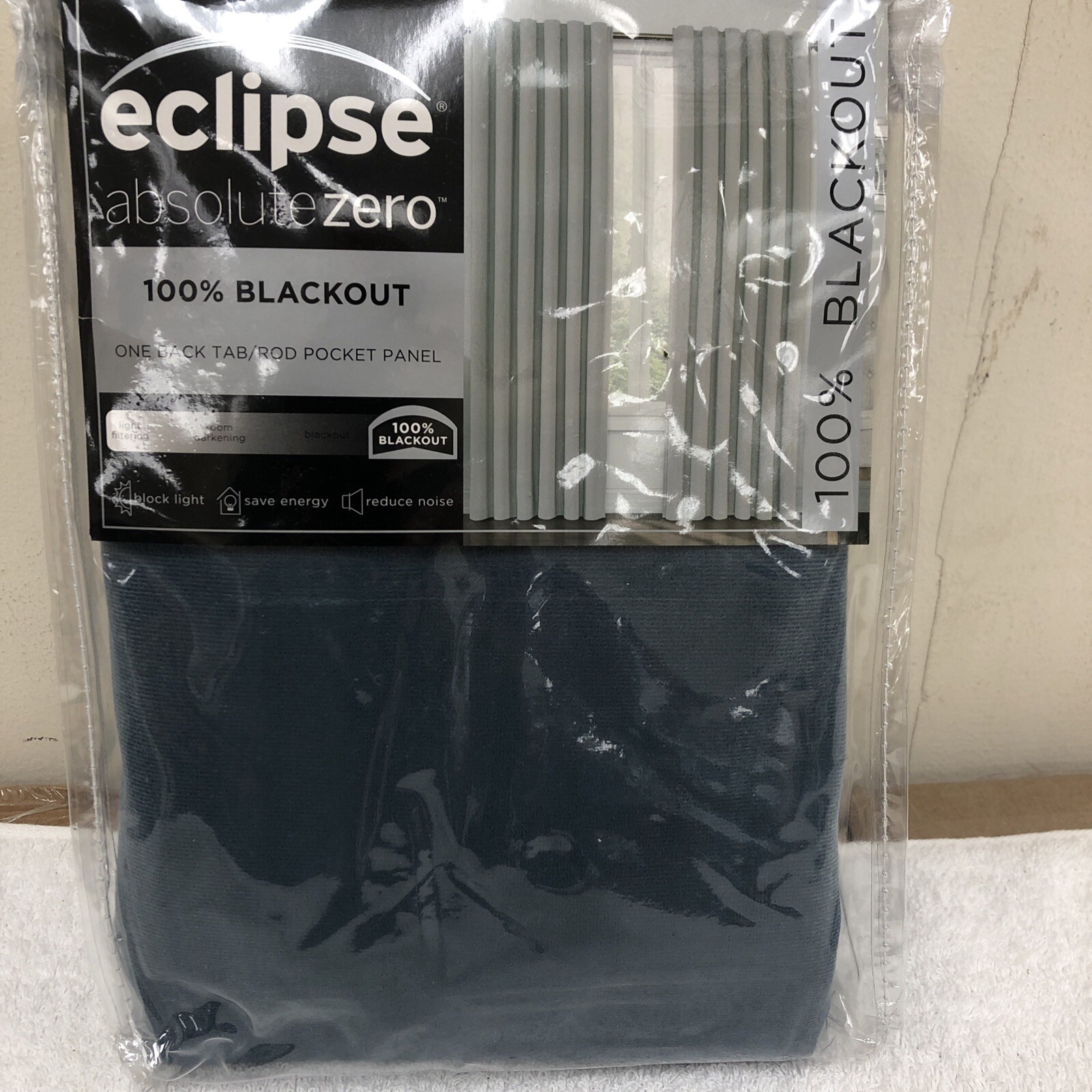 Eclipse 100% Blackout Curtain 50in x 84in Velvet Stone Blue