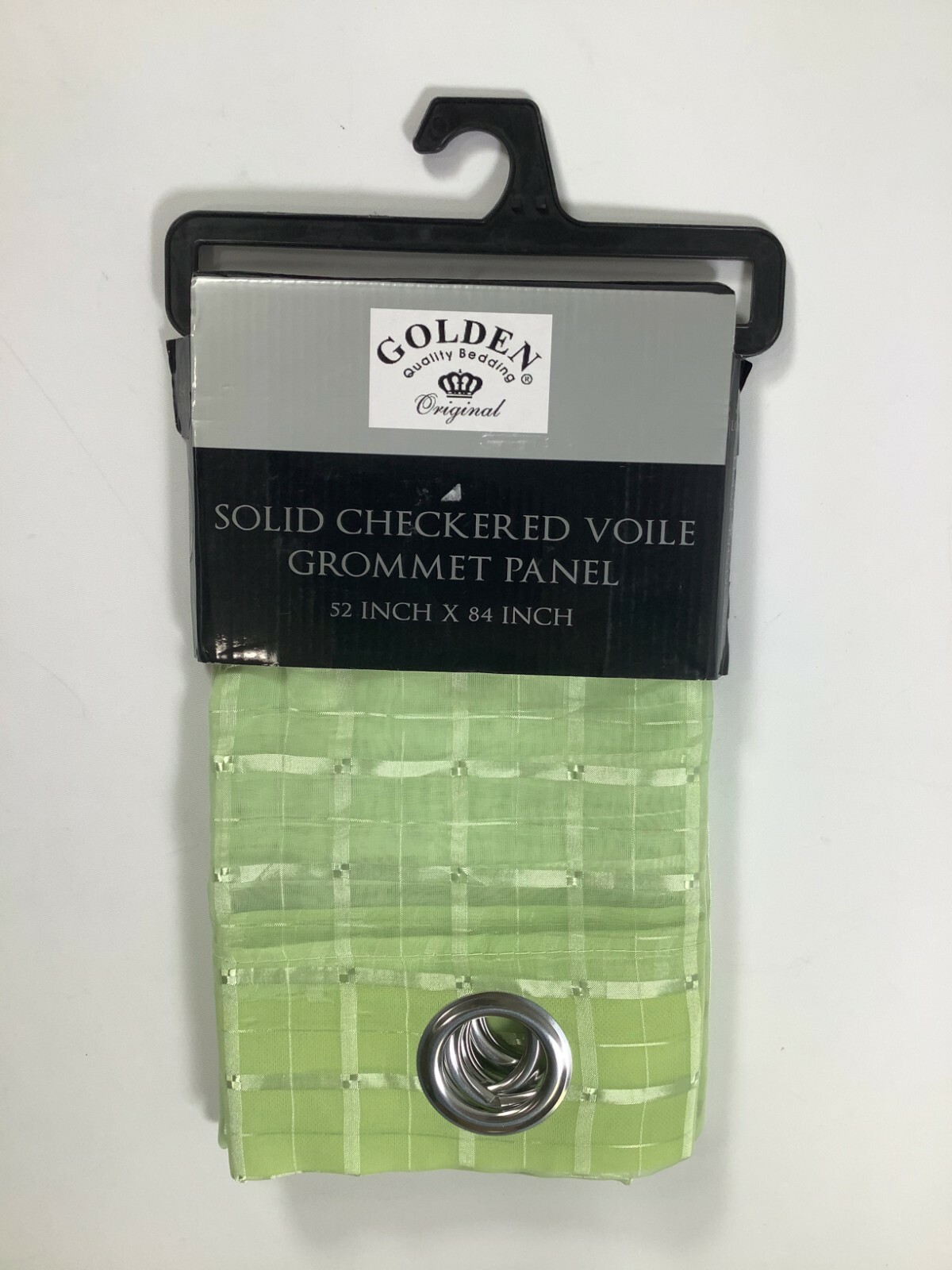 Golden Original Sage Solid Checkered Grommet Window Panel 52×84 NEW!