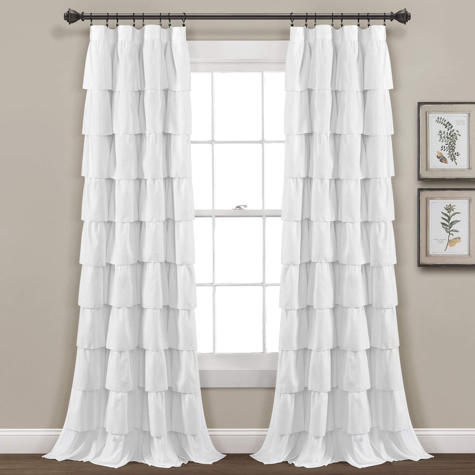 Ruffle Window Curtain Vintage Chic Farmhouse Style Panel For Living Dining Room
