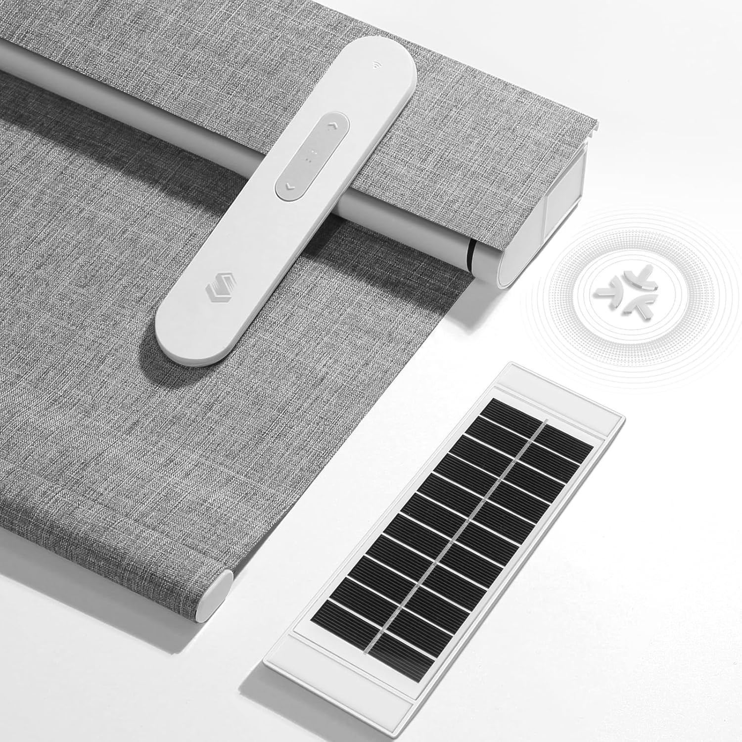 Smart Motorized Blackout Blinds with Remote & Solar Panel, Grey 27×72