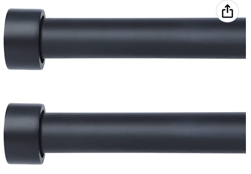 OLV Black Rods for Window 44-84 inch, 1″ diameter, Set of 2