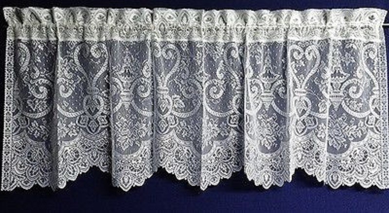 White English Ivy Heritage Lace Window Valances Swag Pairs or Panels Livingroom
