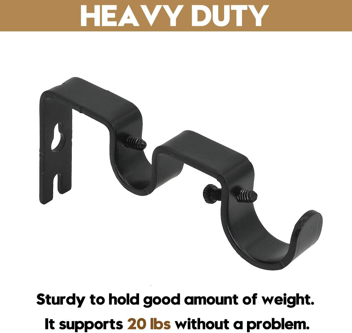 6 PCS Double Curtain Rod Bracket Heavy Duty Vintage Curtain Rod Holder