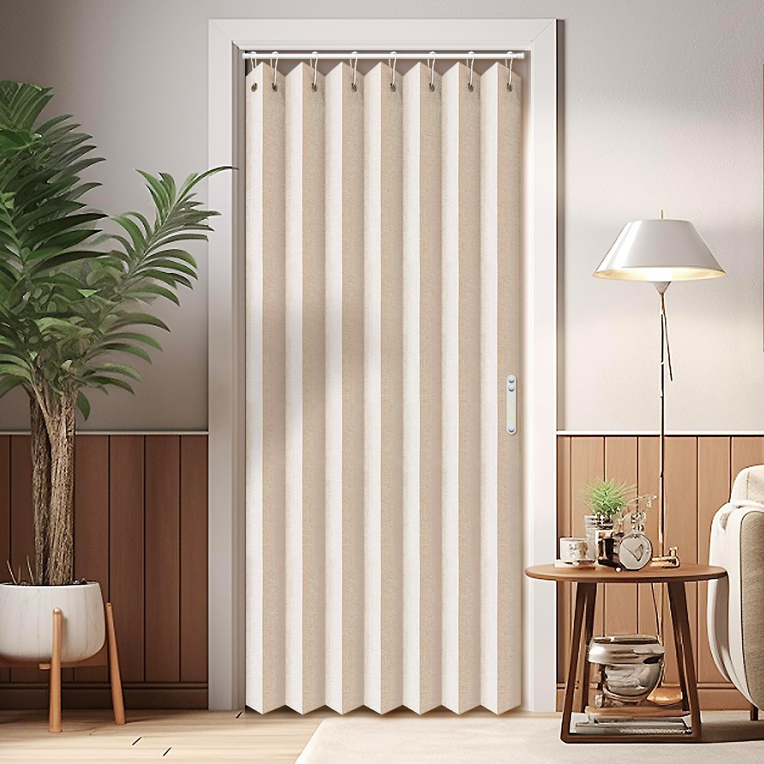 Closet Curtains, Accordion Style Door Curtains for Doorways, Pleated Folding Doo