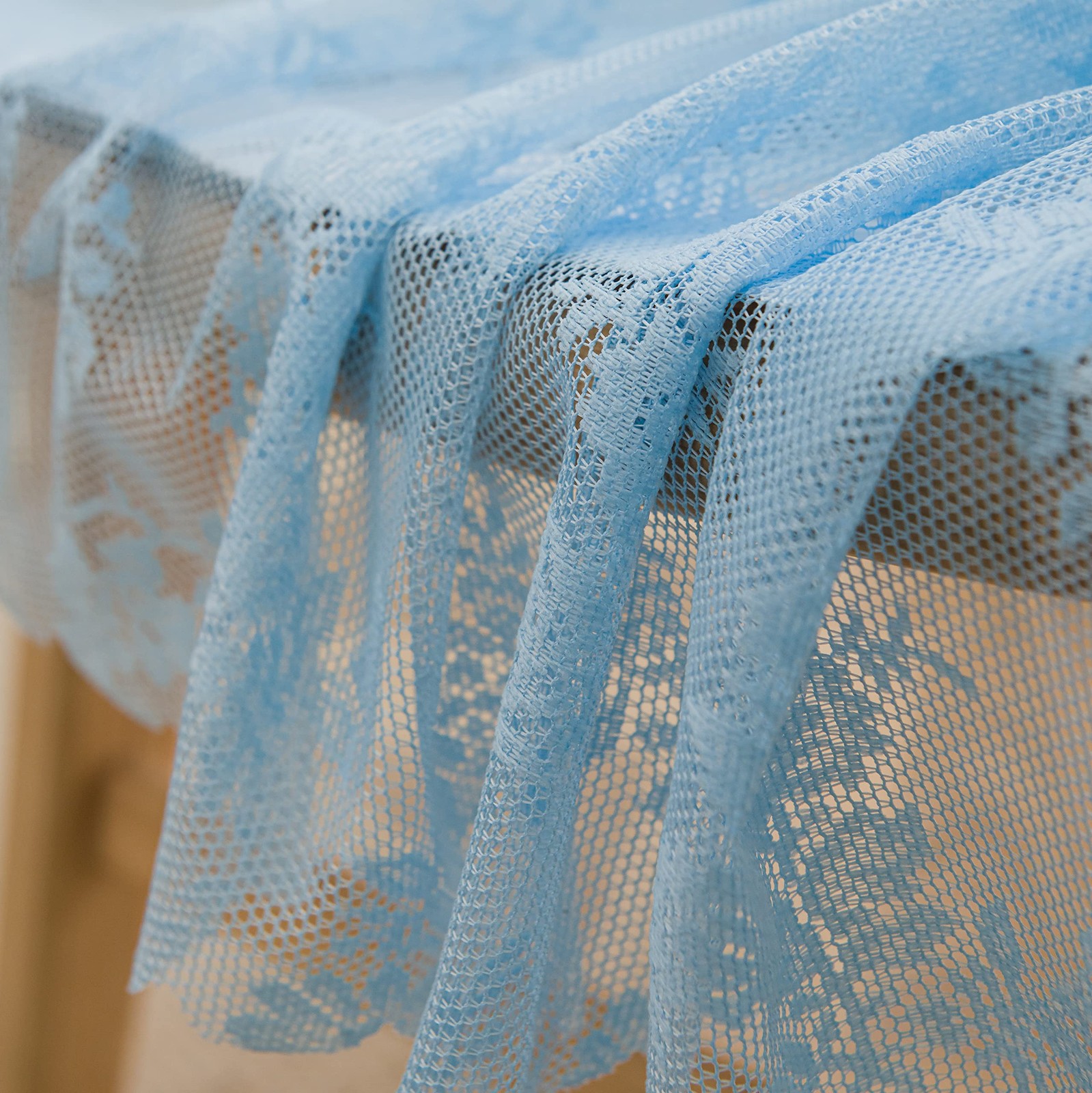 Sutuo Home Blue Lace Curtains 84 Inches Long, 57″W x 84″L (Pack of 2),