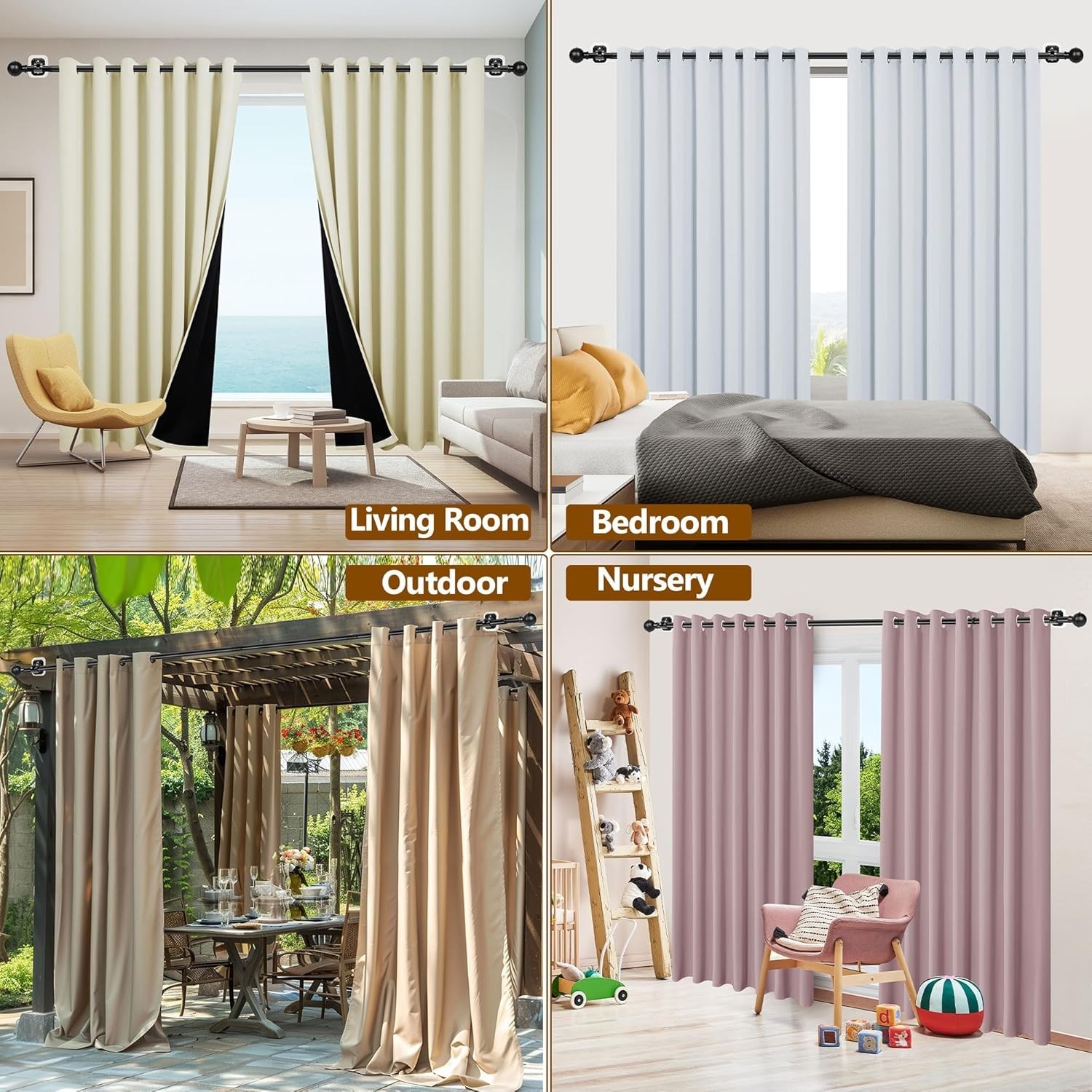 Adhesive Curtain Rod No Drilling for Windows 27 to 56″,Renter Friendly No Drill
