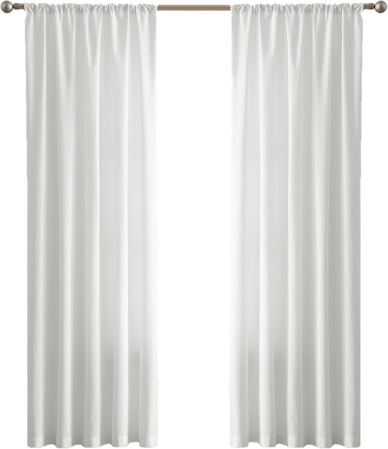 Elegant White Cotton Percale 50X96 Window Curtain Pair – Oeko-Tex Certified
