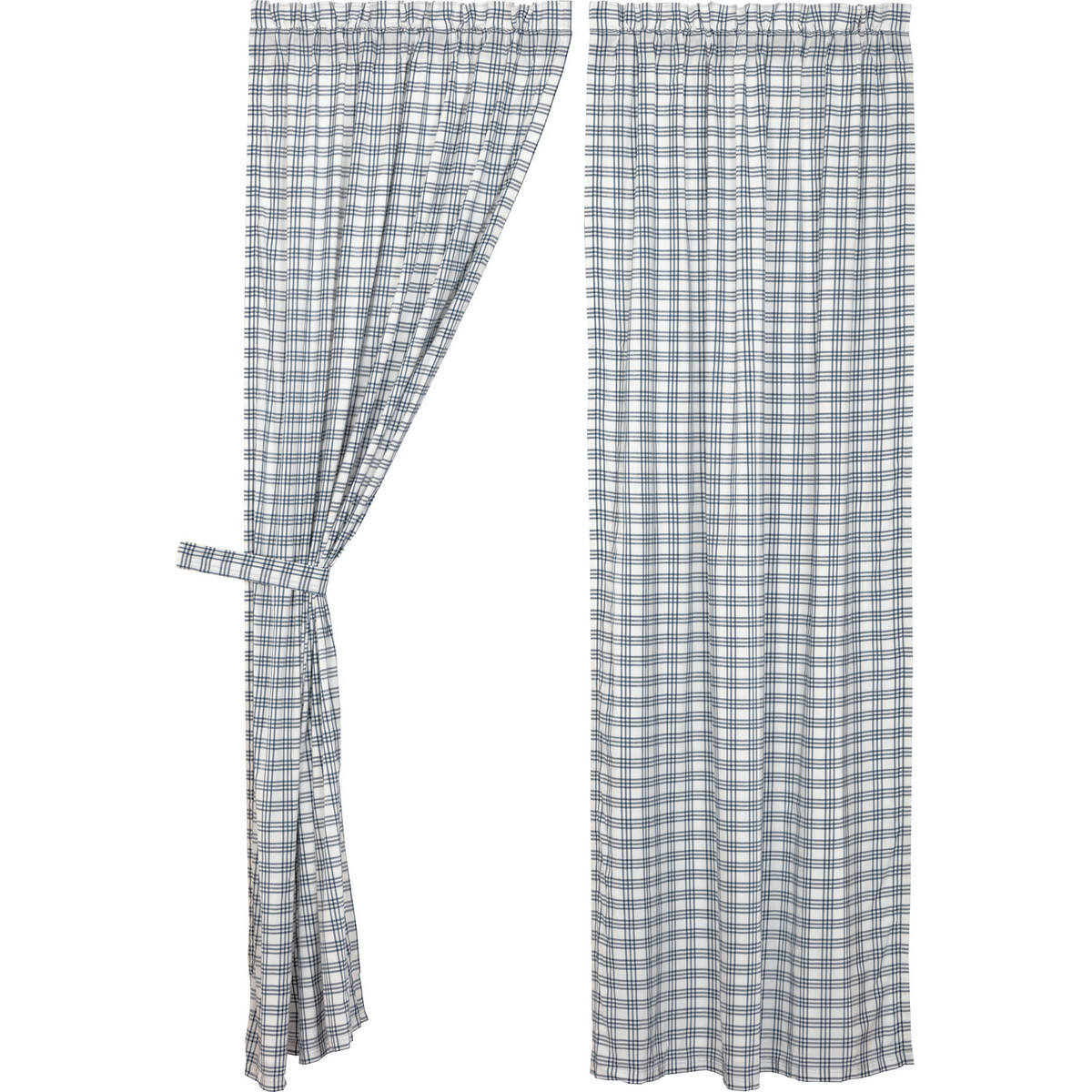 Sawyer Mill Blue Plaid PANEL SET 84×40 CURTAIN Country Primitive Farmhouse VHC