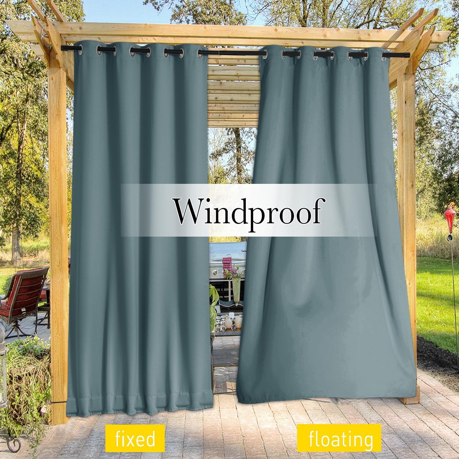 Outdoor Curtains for Patio Waterproof 108 inches Long 2 Panels, Windproof The…