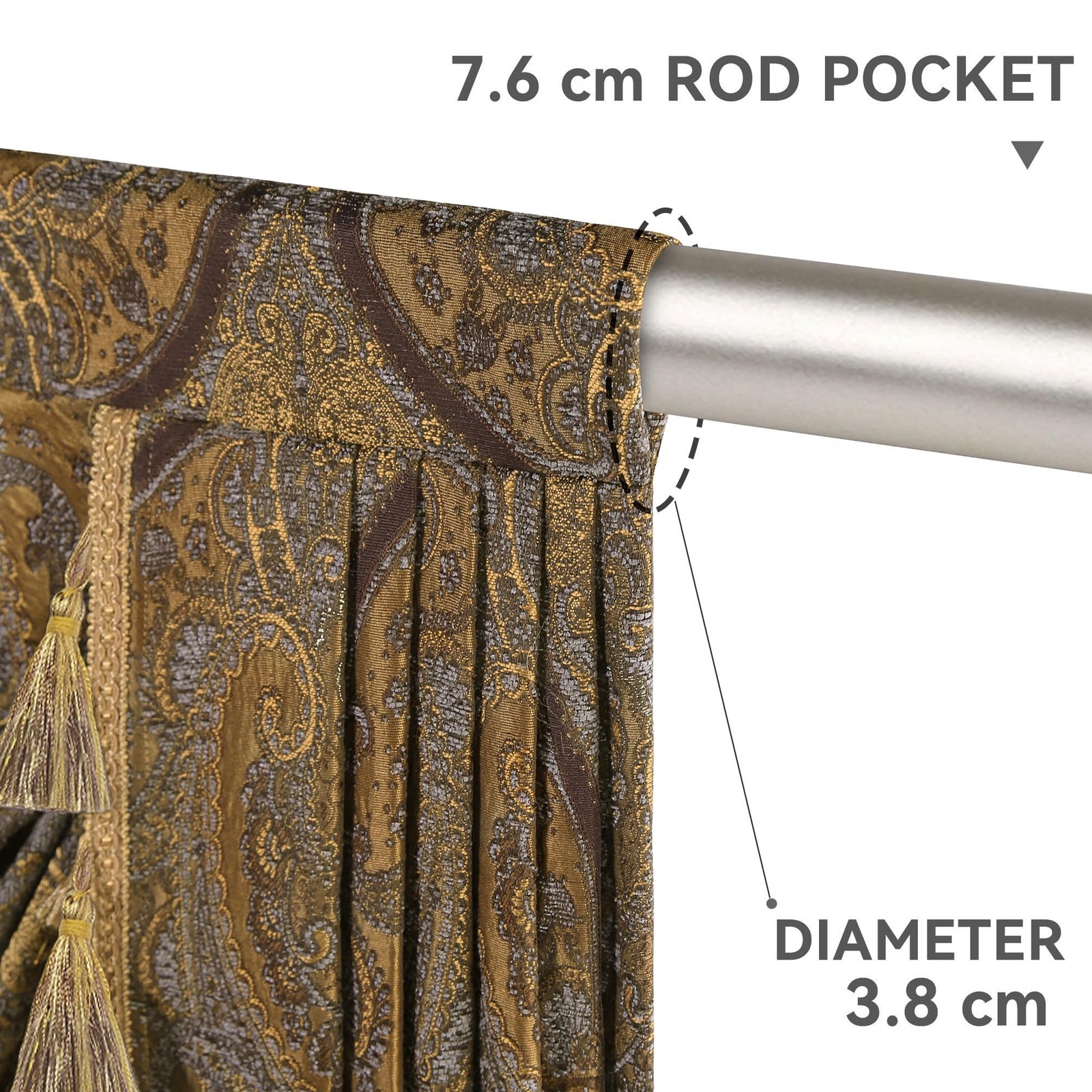 Swag Valance Curtain for Bedroom Dining Room Living Room Kitchen, Damask Short…