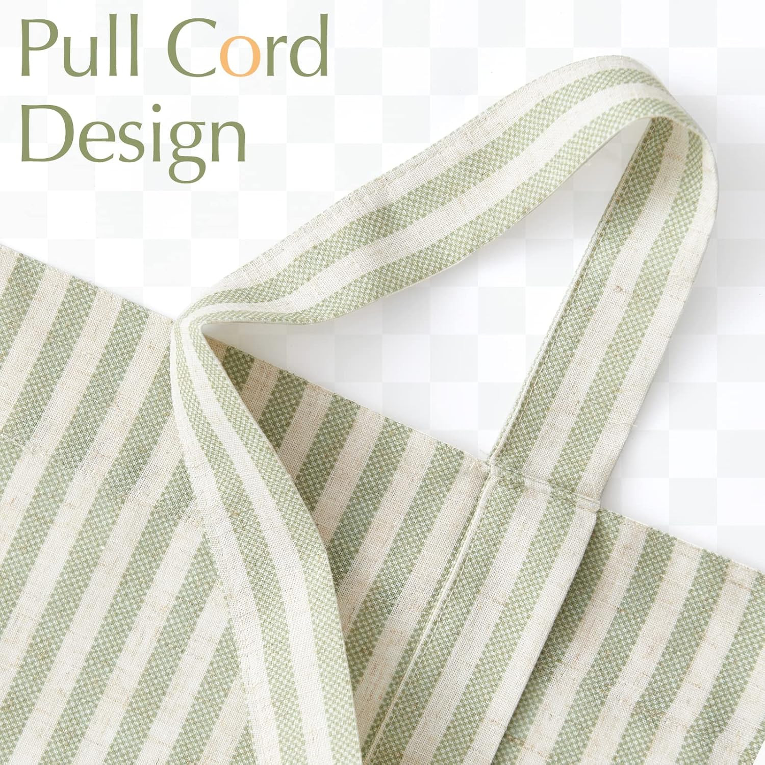 Tie up Linen Textured Striped Bow Tie Curtain for Kitchen Bathroom Rod Pocket Pi