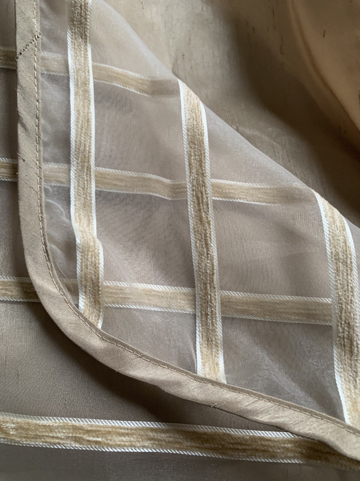 Chris Madden Light Tan/golden with Layered Sheer Overlay Ascot Style valance