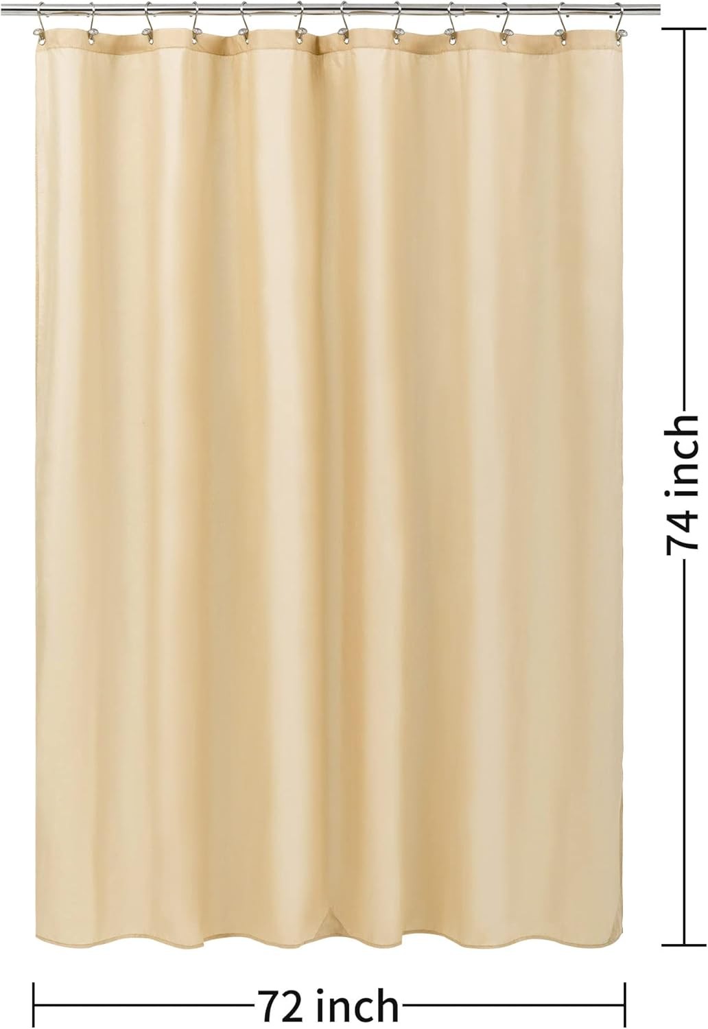 ALYVIA SPRING Long Fabric Shower Curtain Liner 72″W x 74″L (Pack of 1), Khaki