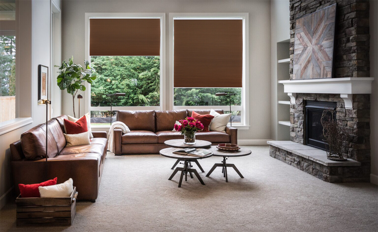 Coffee 69″ W X 72″ H Privacy & Light Filtering Cordless Cellular Shades Window B