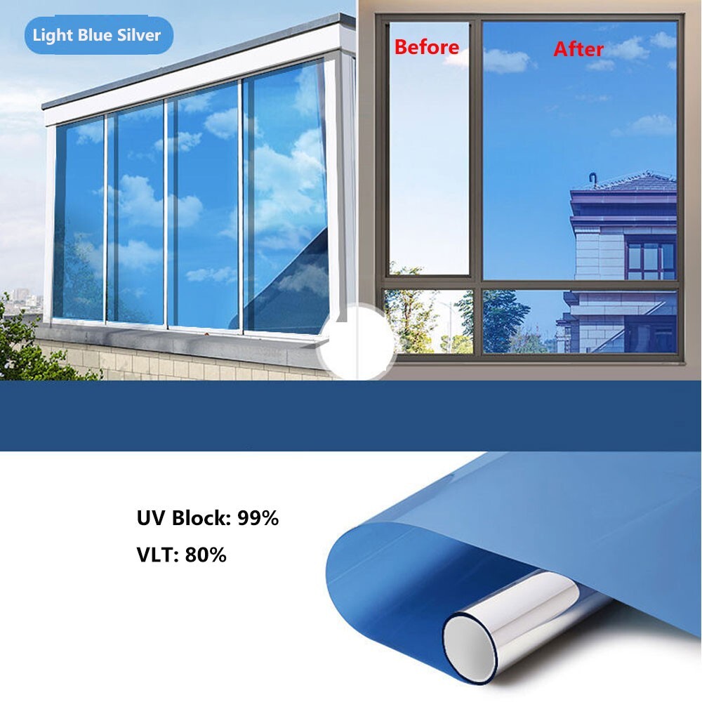 5m One Way Self Adhesive Privacy Window Film Mirror Tint UV Reflective Sun Block