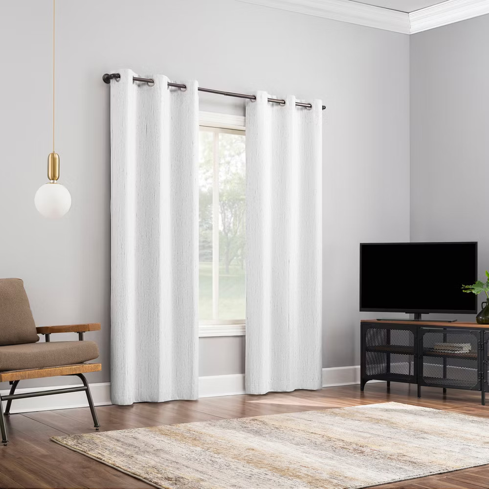2pc 37″x96″ Sun Zero Halleck Vertical Strie 100% Blackout Grommet Curtain Panel