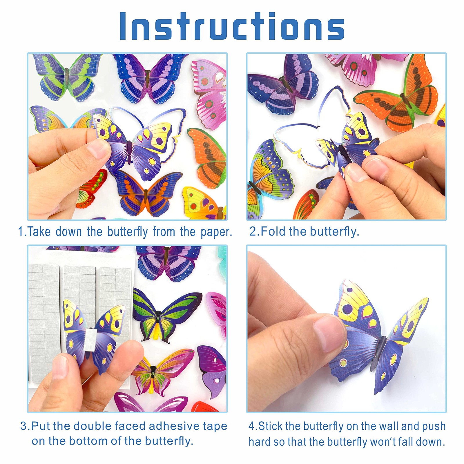 PARLAIM 104PCS Butterfly Wall Decals for Wall-3D Butterflies Multi