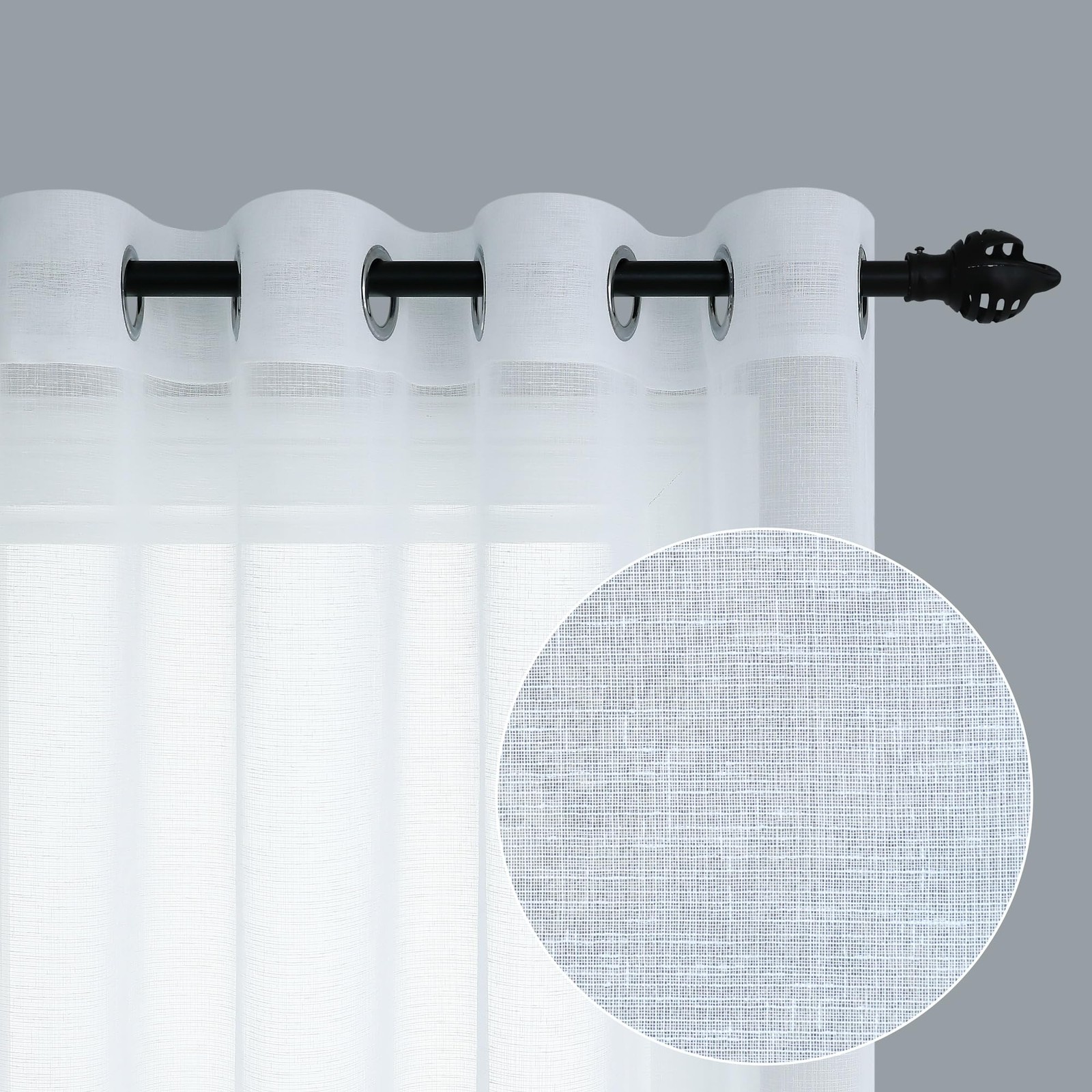 White Sheer Curtains 96 Inches Long for Living Room Decor 2 Panels Grommet Fa…