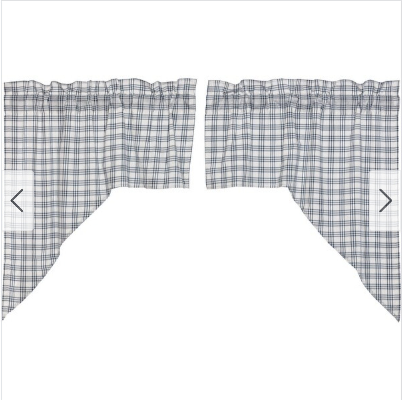 Sawyer Mill Blue Plaid Swag Set – Primitive Farmhouse Curtain Set 36x36x16