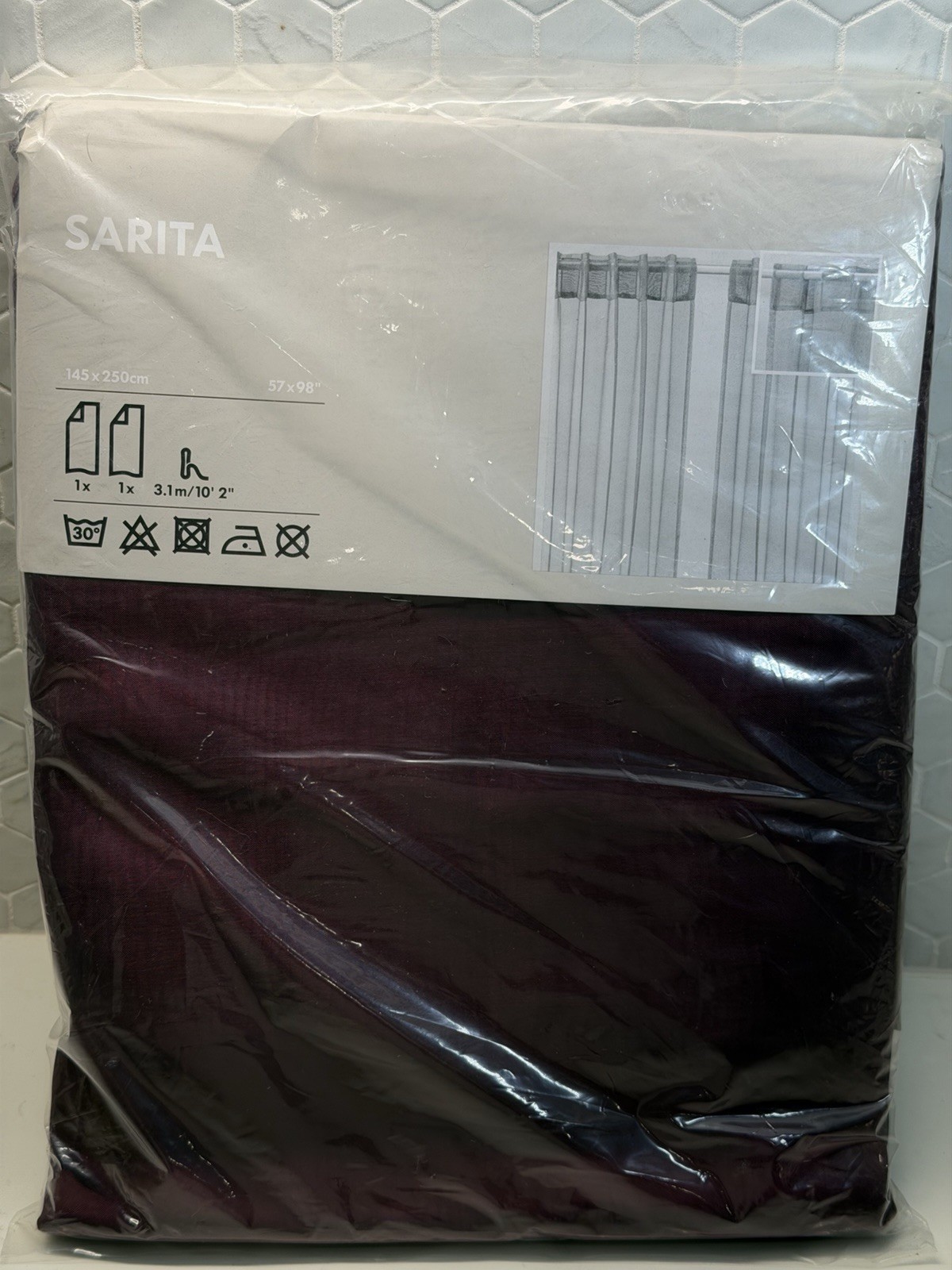 IKEA Sarita Sheer Curtain Panels Plum Purple 57 x 98 1 Pack (2 Panels) NEW