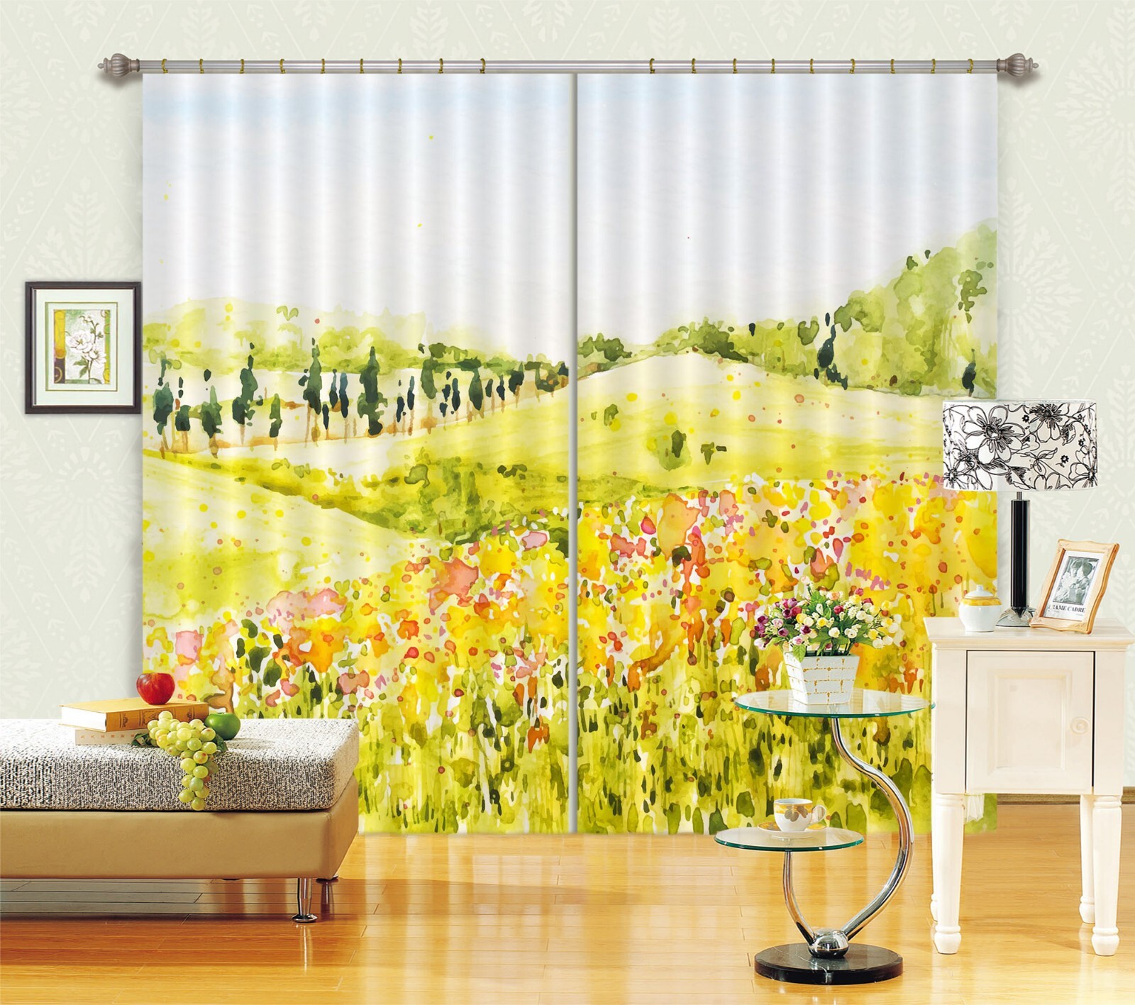 3D Oil Painting Garden ZHUA673 Photo Curtain Window Blockout Fabric Amy 2023