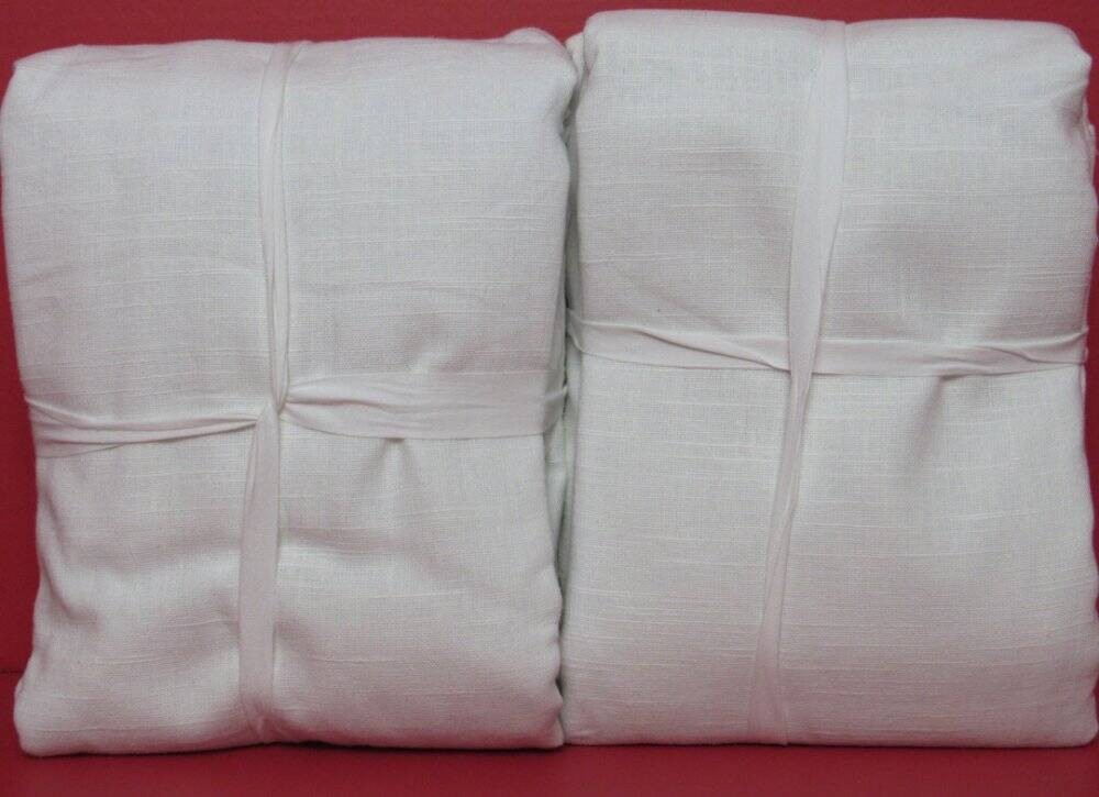 Pottery Barn Emery Emery Linen Grommet Blackout Curtains S/2 50″ x 96″ White NWT