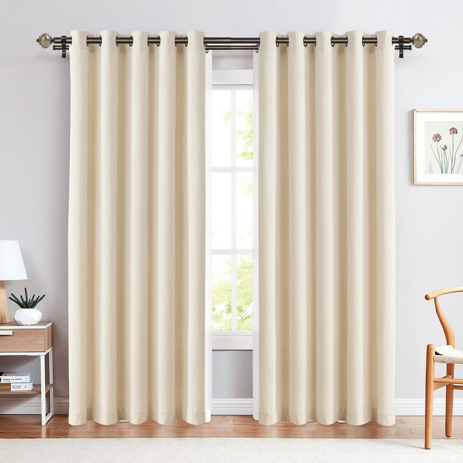 KAMANINA Bronze Double Curtain Rod 72 to 144 Inches 72-144″, Antique