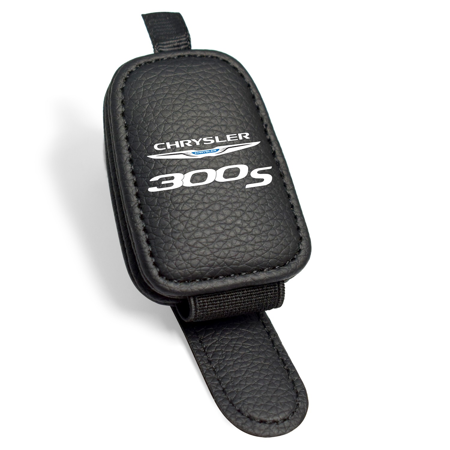 Chrysler 300S Rectangle Black Leather Magnetic Sunglass Sun Visor Holder