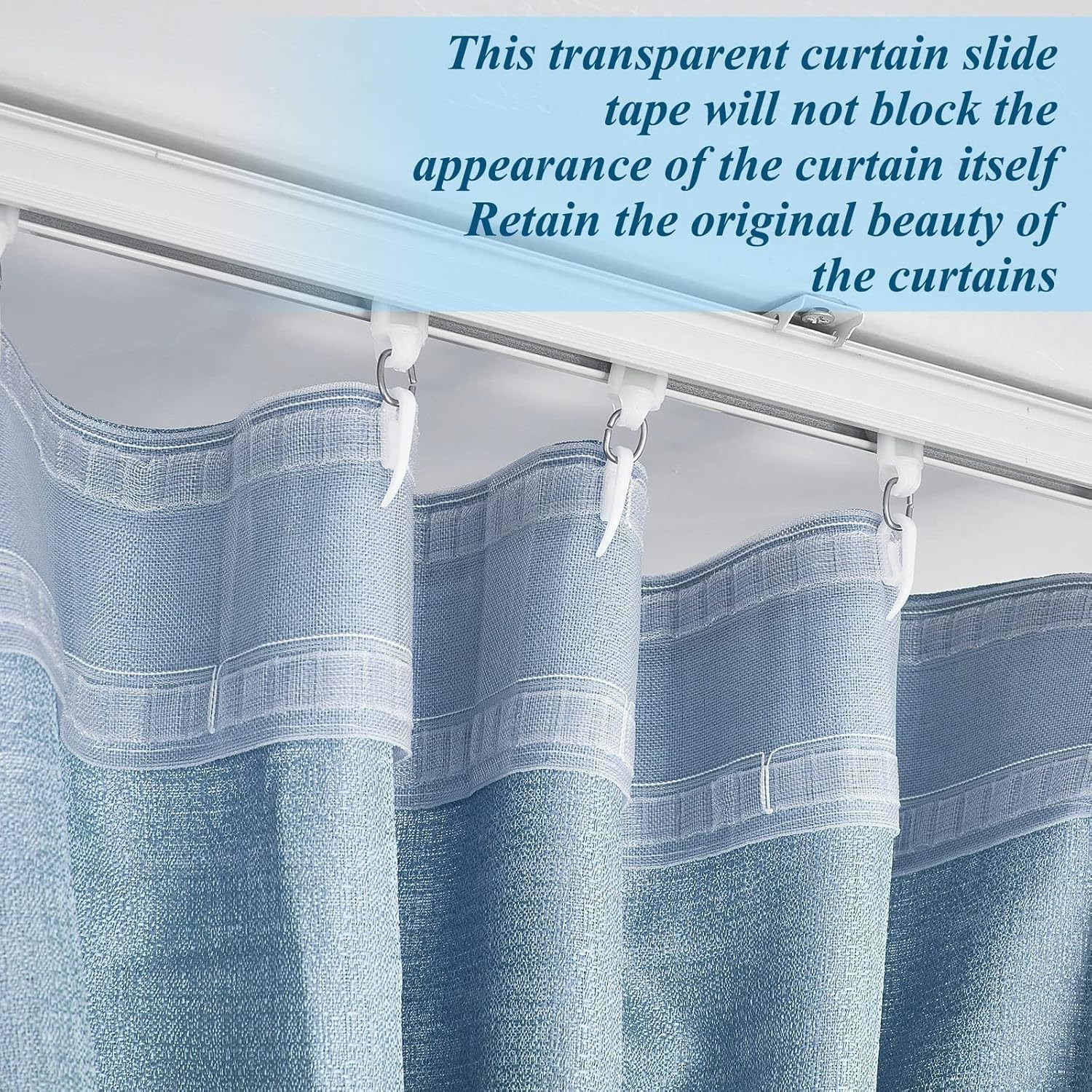 Transparent Wave Curtain Tape, 25 Meter 350 Hooks Ripple Fold Tape for Curtai…
