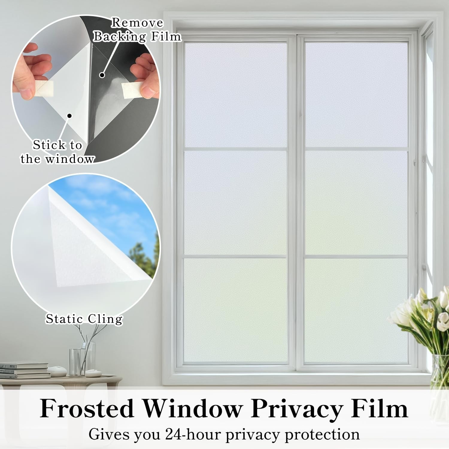 Anti-UV Matte White Window Film for Privacy in Bathrooms and Living Rooms