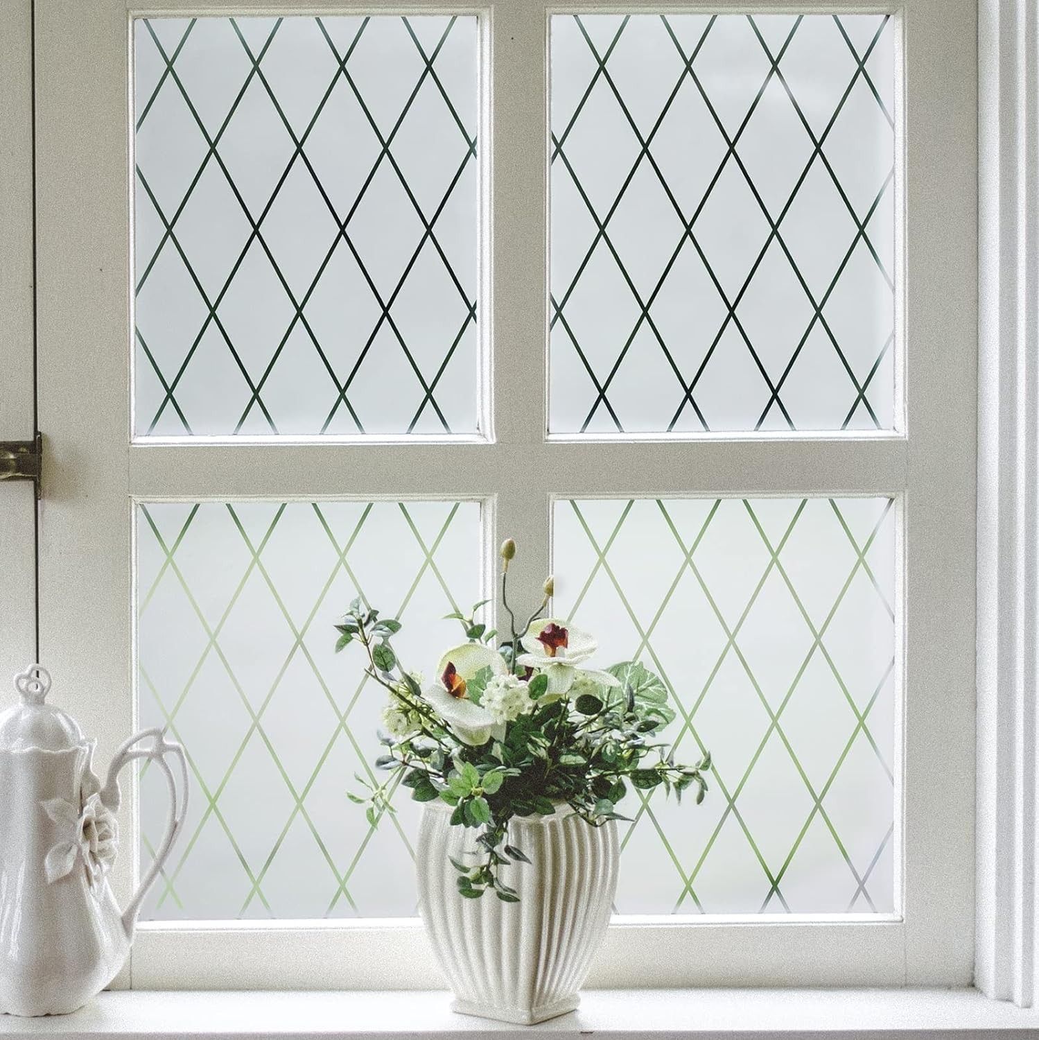 VELIMAX Lattice Frosted Window Film 17.7×78.7" (45x200cm), Pure