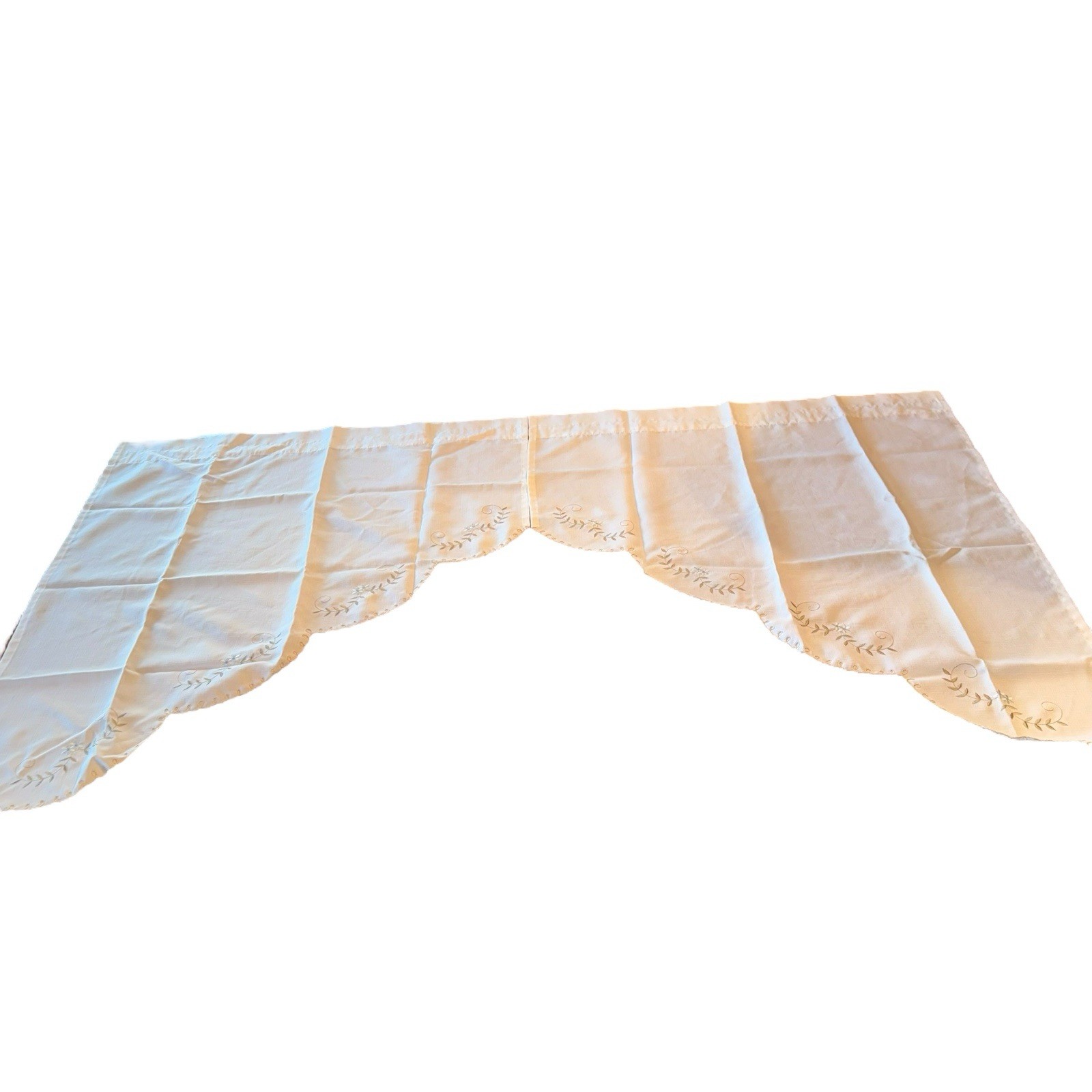 Today’s Curtain RN94721 Tier Curtain 58”w X 30”L Scallop Edge Floral Embroidey
