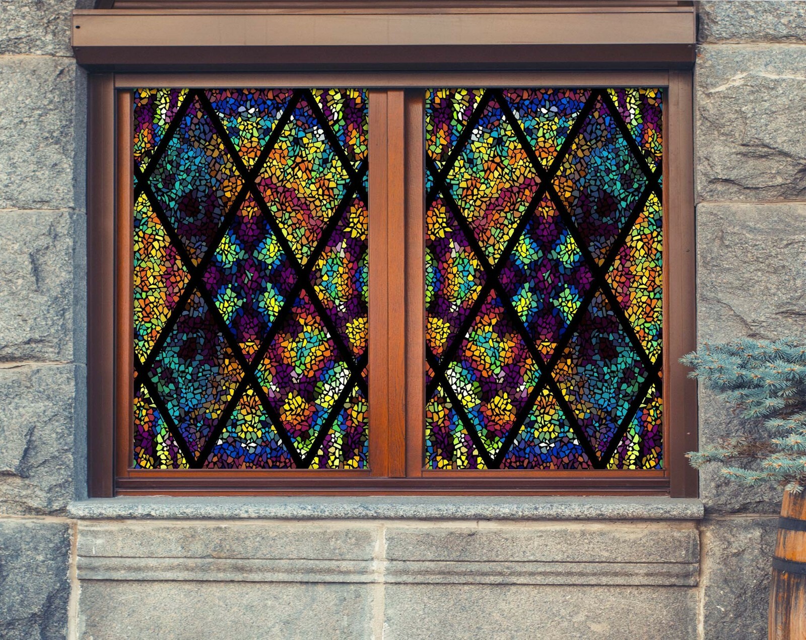 3D Artistic Pattern A114 Window Film Print Sticker Cling Stained Glass UV Zoe